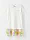 Crew Neck Printed Short Sleeve Cotton Girl Dress